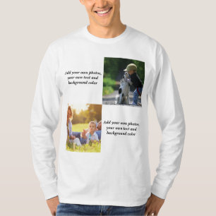 Camiseta Adicione suas próprias fotos, texto e plano de fun