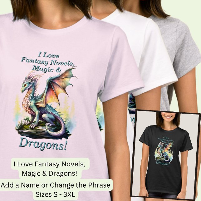 Camiseta Adicione Texto, Amor Fantasia Novela Dragões Mágic (Criador carregado)