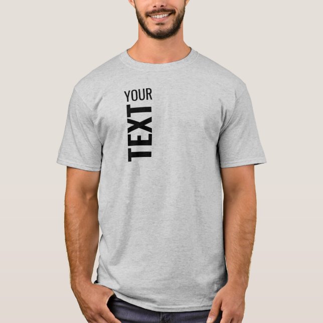 Camiseta Adicione texto aqui a Cinza básica do Modelo de te (Frente)