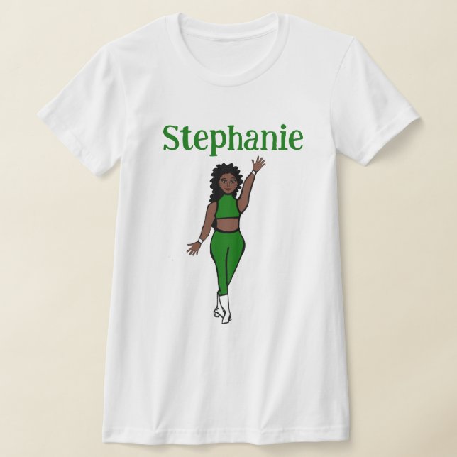 Camiseta Adicione Um Nome De T-Shirt Dançador Verde (Postura )
