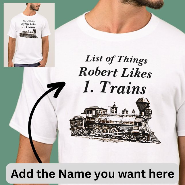 Camiseta Adicione uma lista de coisas como o trem a vapor (Criador carregado)
