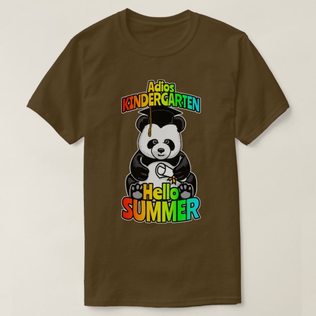 Camiseta Adios Kindergarten Hello Summer Funny Happy Panda (Frente do Design)