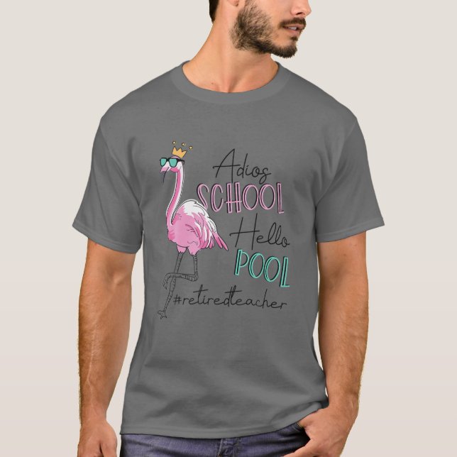 Camiseta Adios School Hello Piscina Flamingo, professor apo (Frente)