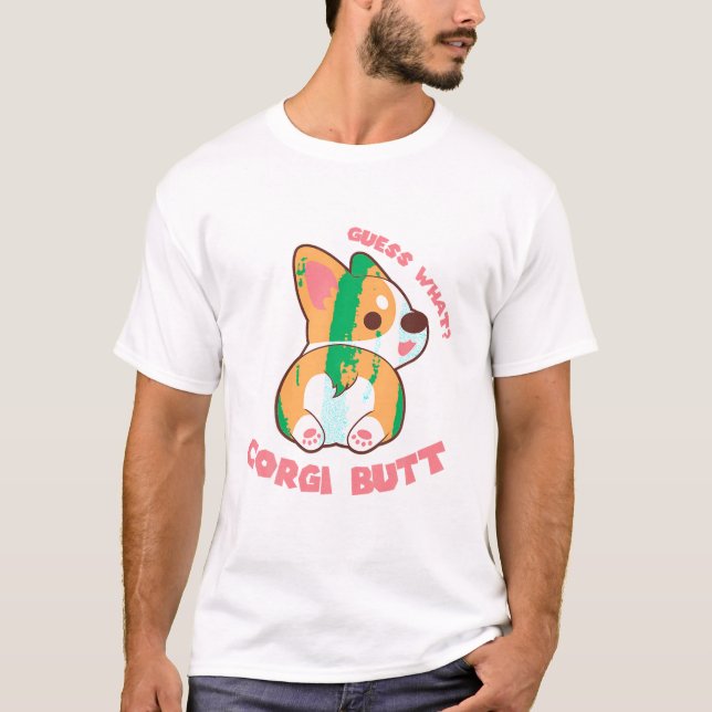 Camiseta Adivinha Que Cachorro Engraçado De Corgi Bumbum Da (Frente)