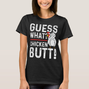 Camiseta Adivinha Que Design Branco De Bumbum De Frango