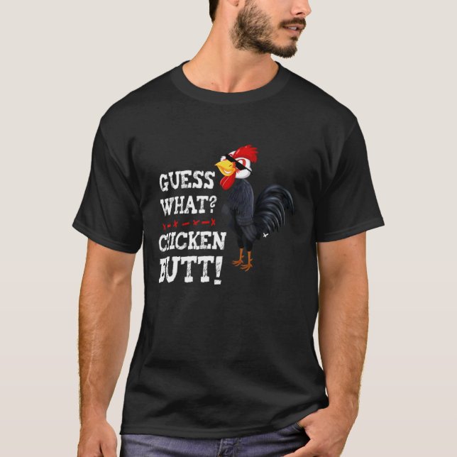 Camiseta Adivinha Que Design De Frango Com Bumbum De Galinh (Frente)