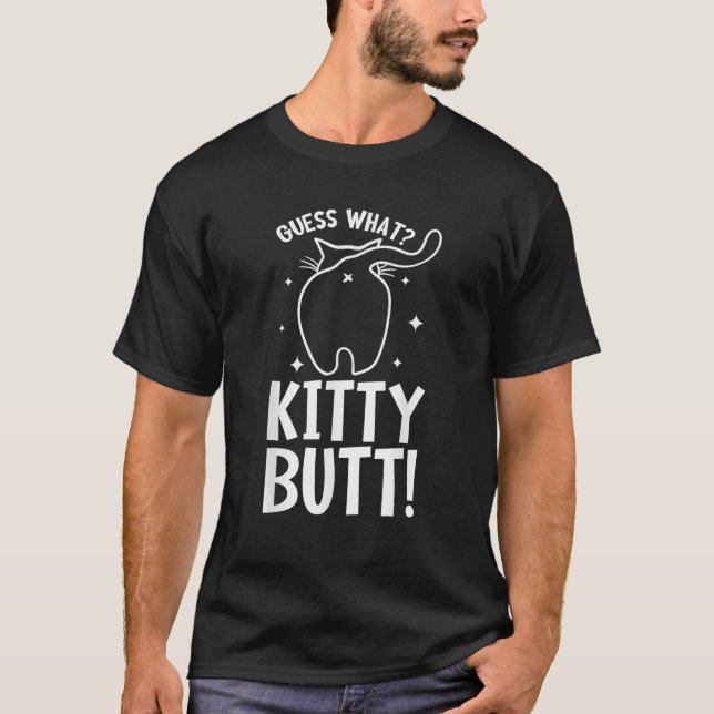 Camiseta adivinha que gatinho bumbum adorador de gatos engr (Frente)