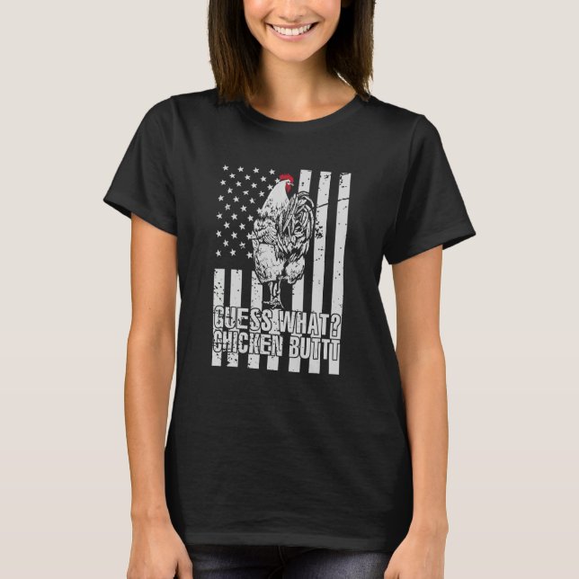 Camiseta Adivinha Que Piada de frango com Bumbum de frango  (Frente)