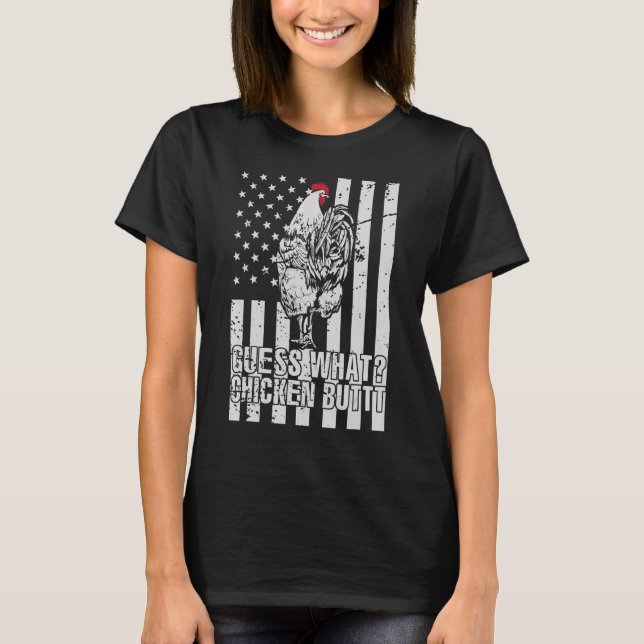 Camiseta Adivinha Que Piada de frango com Bumbum de frango  (Frente)