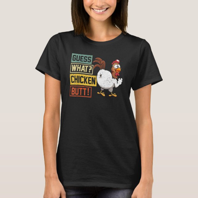 Camiseta Adivinha Que Piada de frango com Bumbum de frango  (Frente)