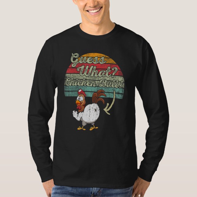 Camiseta Adivinha Que Piada de frango com Bumbum de frango  (Frente)