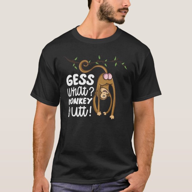 Camiseta Adivinha que Piada de macaco Bumbum de macaco (Frente)