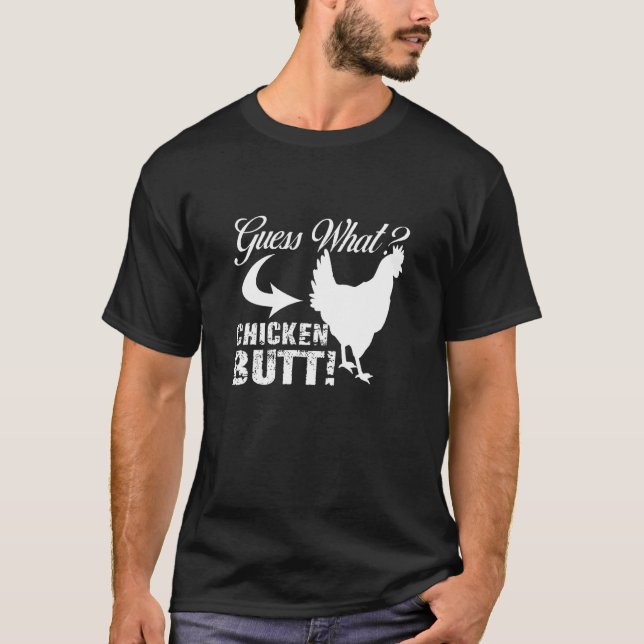 Camiseta Adivinhe O Que Bunda De Frango Design Branco (Frente)