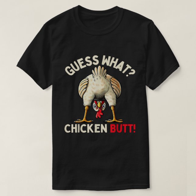 Camiseta Adivinhe O Que Bunda De Frango Meme Engraçado (Frente do Design)