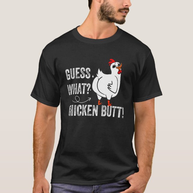 Camiseta Adivinhe o que bunda de galinha fofa galinhas Buff (Frente)