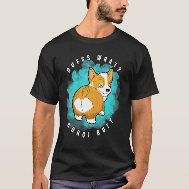Camiseta Adivinhe O Que Corgi Bumbum  Corgi (Frente)