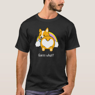 Camiseta Adivinhe O Que Corgi Bunda Arco-Íris Corgi Camiset