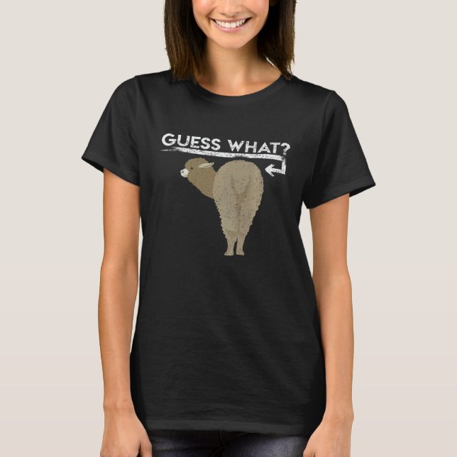Camiseta Adivinhe O Que É O Traseiro De Lhamas (Frente)