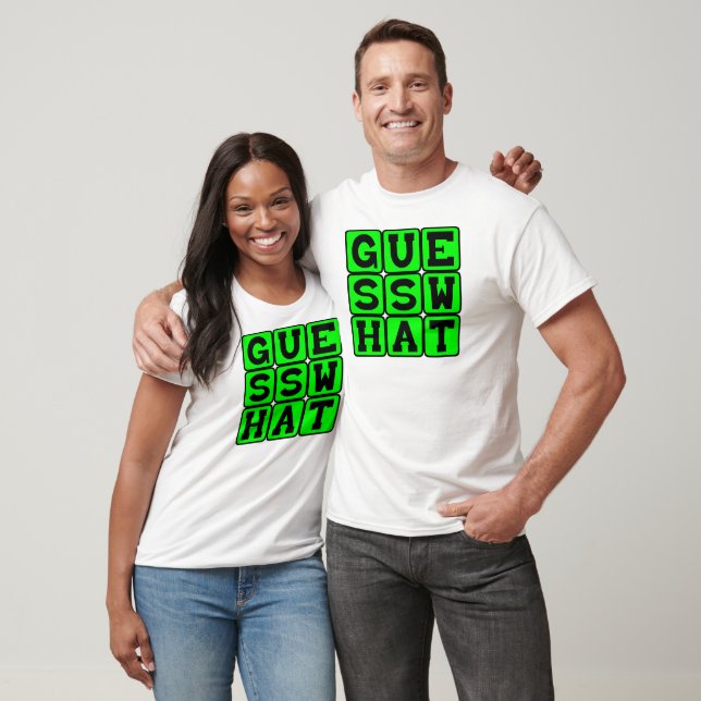 Camiseta Adivinhe o que, segurando um segredo (Unissex)