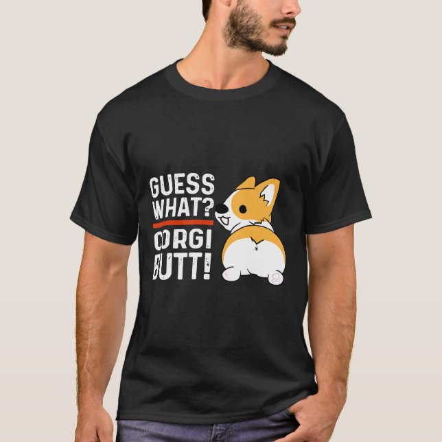 Camiseta Adivinhe Que Bunda de Corgi Para Cachorro (Frente)