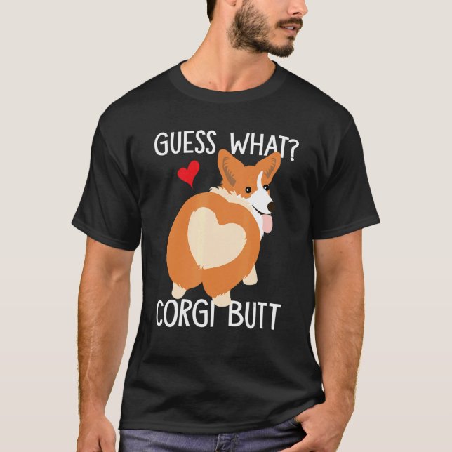Camiseta Adivinhem Que Corgi Bumbum Corgi Dog Pun (Frente)