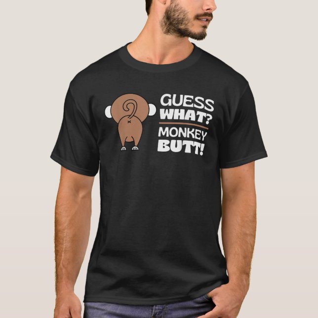 Camiseta Adivinhem que macaco com Bumbum engraçado macaco B (Frente)