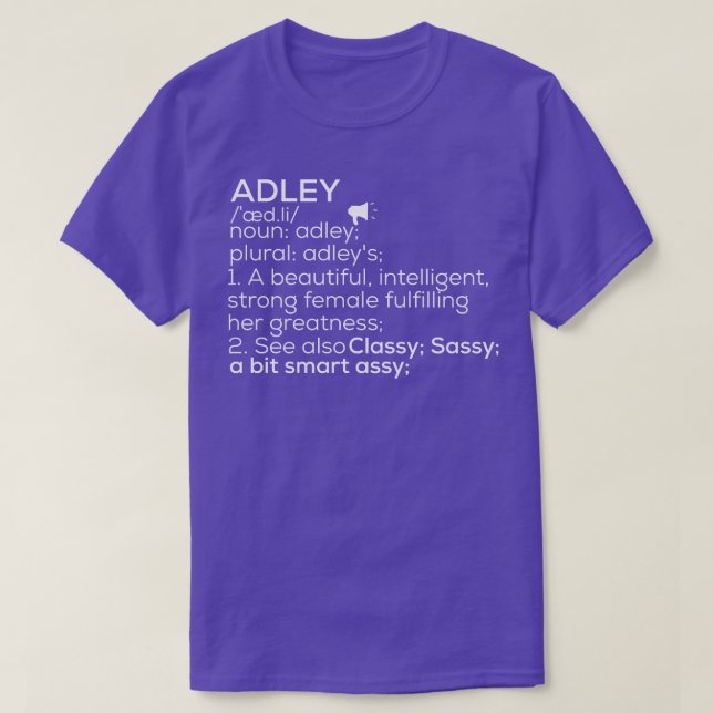 Camiseta Adley Name Adley Definition Adley Adley Nome femin (Frente do Design)