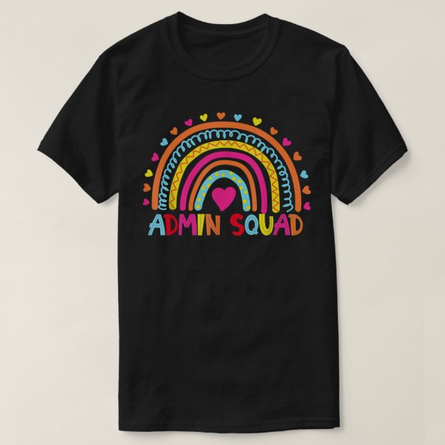 Camiseta Administrador do Esquadrão Admin - Arco-Íris Profe (Frente do Design)