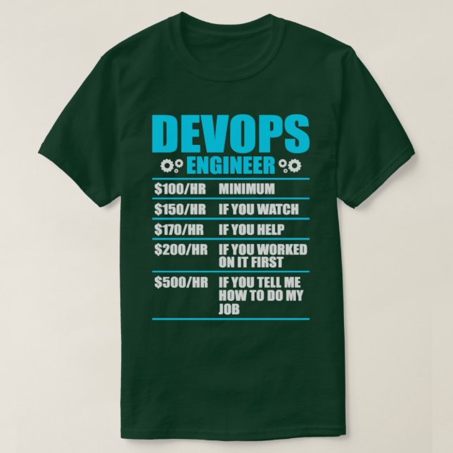 Camiseta Administrador e desenvolvedor do Devops Engenheiro (Frente do Design)