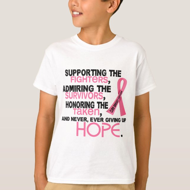 Camiseta Admiração de apoio honrando o cancro da mama 3,2 (Frente)