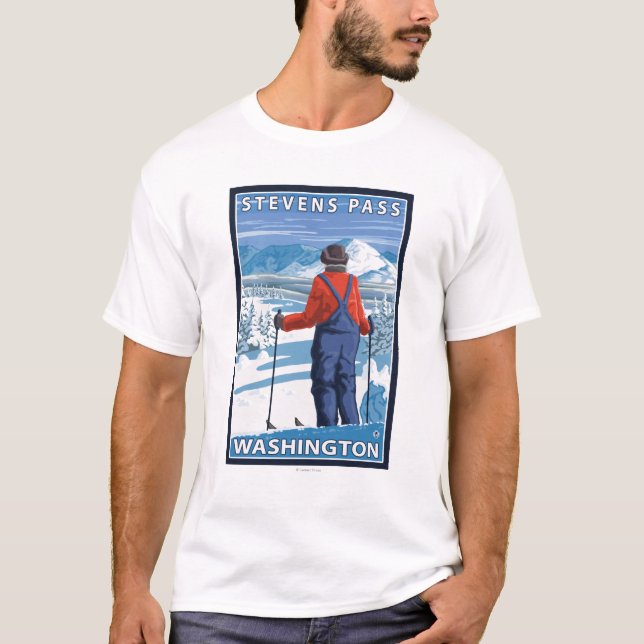 Camiseta Admiração do esquiador - passagem de Stevens, (Frente)