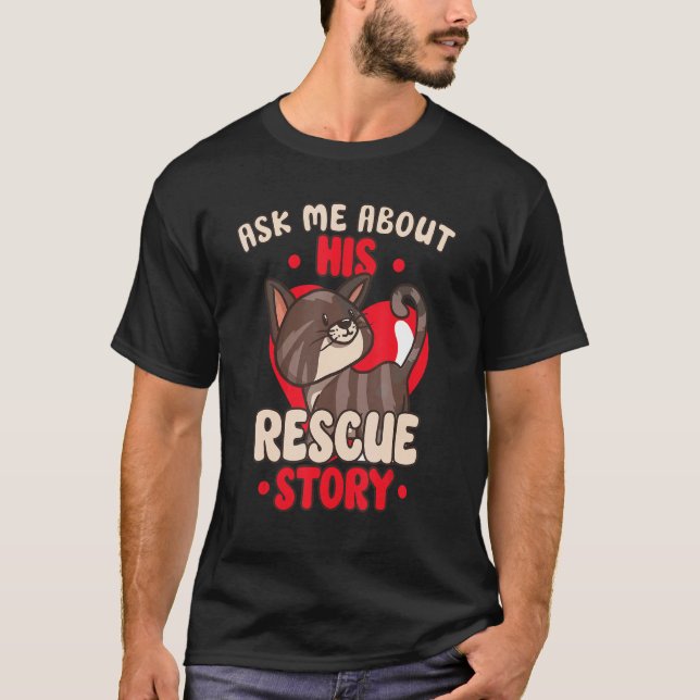 Camiseta Adoção de Cat Resgate de Direitos dos Animais (Frente)