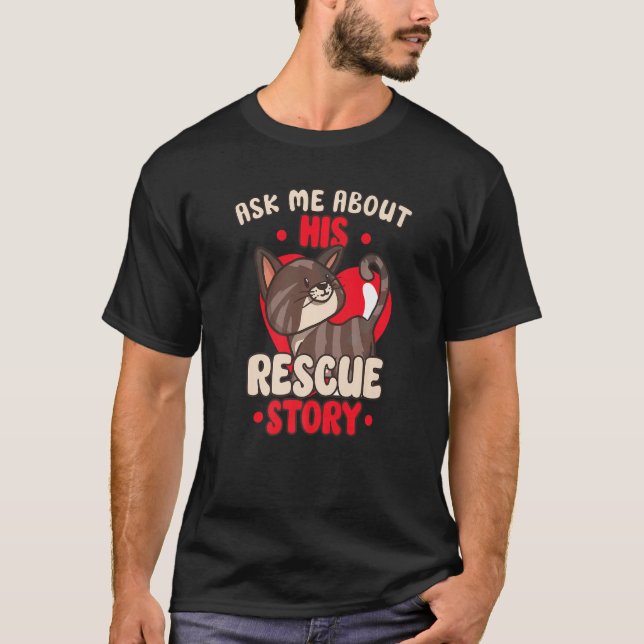 Camiseta Adoção de Cat Resgate de Direitos dos Animais (Frente)