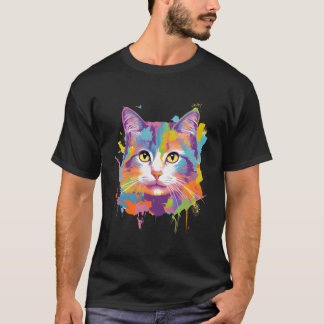 Camiseta Adoção de Gatinho Colorido de Gato