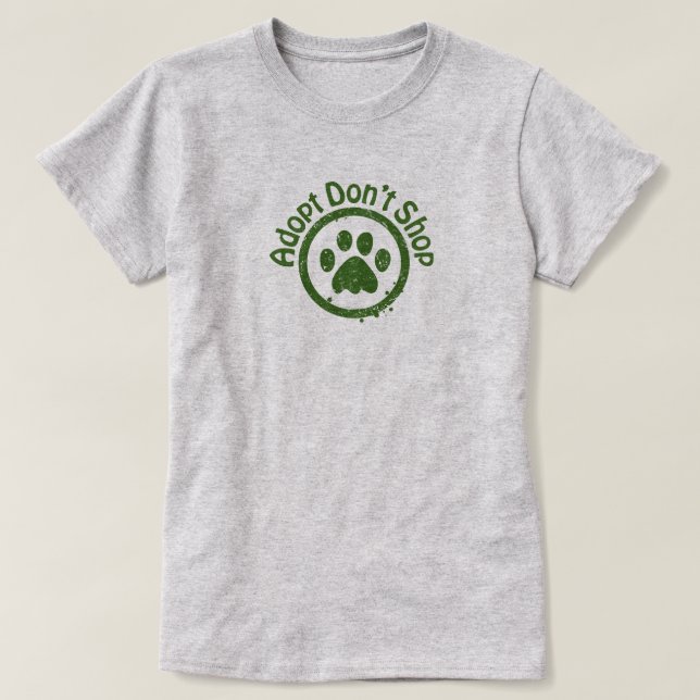 Camiseta Adoção em vez de Compras de Resgate de Cã (Frente do Design)