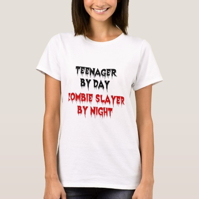 Camiseta Adolescente do Dia Zombie Slayer by Night (Frente)