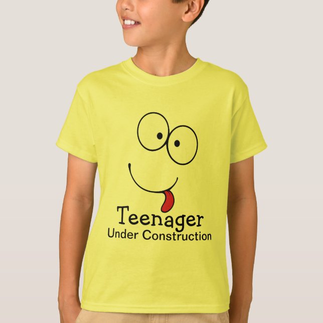 Camiseta Adolescente Em Construção Engraçado Face (Frente)