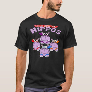 Camiseta Adolescente Mutante Ninja Hippos Clássico T-Shirt