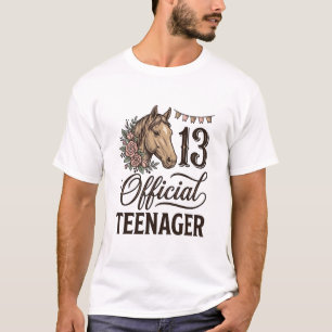 Camiseta Adolescente Oficial 13 Aniversário de Cavalo Desig