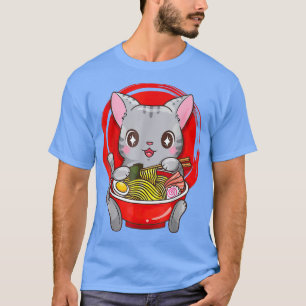 Camiseta Adolescente Ramen Cat Anime Kawaii Neko Japonesa R