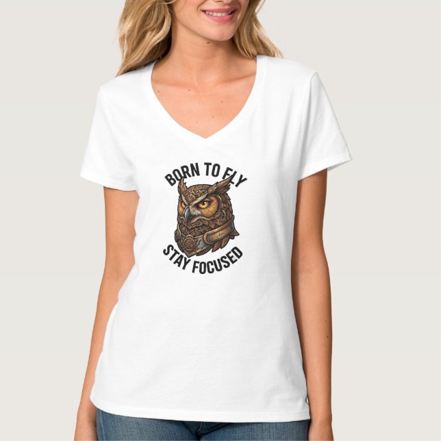 Camiseta ADOM Born To Fly Desenho de Coruja (Frente)