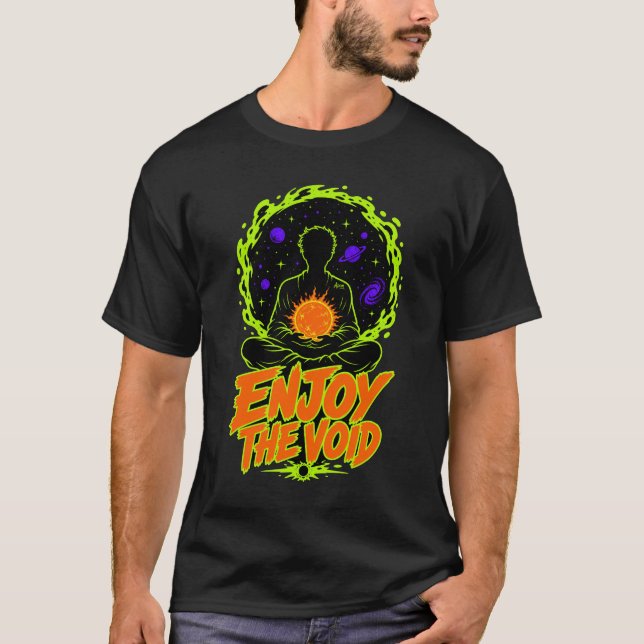 Camiseta ADOM Enjoy The Void Brilho Cósmico (Frente)