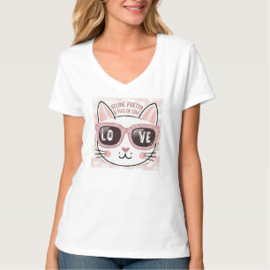 Camiseta ADOM "Feline Pretty" feminina com decote