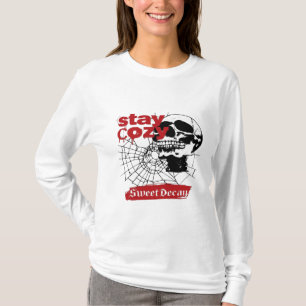 Camiseta ADOM "Stay Cozy" Caveira Camisola Manga Longa Femi