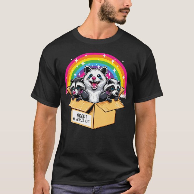Camiseta Adopt a Street Cat Shirt Team Trash Raccoon Opossu (Frente)