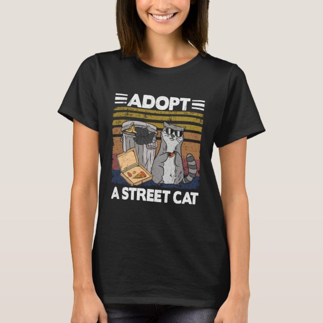 Camiseta Adopt A Street Cat Trash Can Garbage Panda Pizza R (Frente)