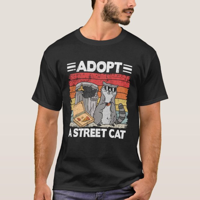 Camiseta Adopt A Street Cat Trash Can Garbage Panda Pizza R (Frente)