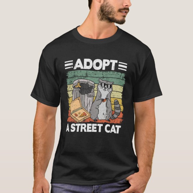 Camiseta Adopt A Street Cat Trash Can Garbage Panda Pizza R (Frente)