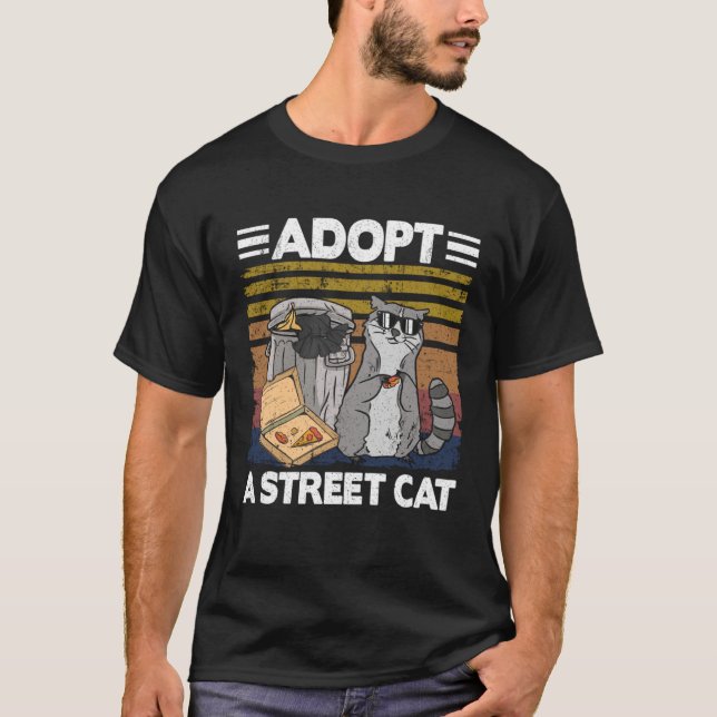 Camiseta Adopt A Street Cat Trash Can Garbage Panda Pizza R (Frente)