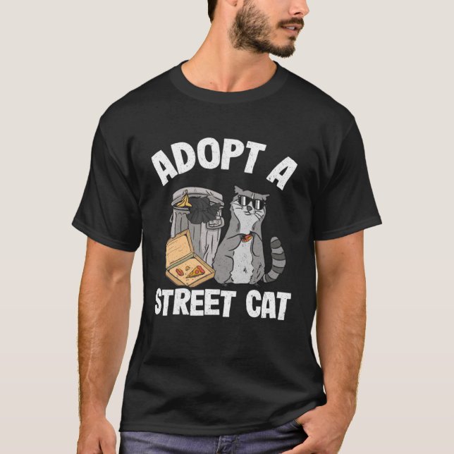 Camiseta Adopt A Street Cat Trash Garbage Panda Pizza Racco (Frente)